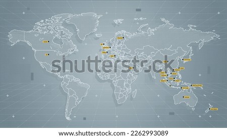 Cool grey Abstrak technologi vector tech Stylized modern world map background Stylized wireframe and dots for data visualization and infographics HUD GUI UI