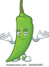 Cool Grinning of green chili mascot cartoon style