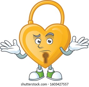 Cool Grinning of love padlock mascot cartoon style