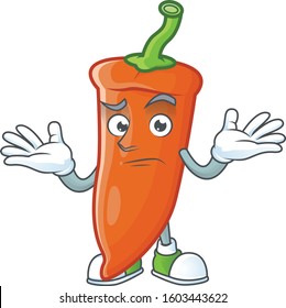 Cool Grinning of orange chili mascot cartoon style