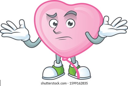Cool Grinning of pink love balloon mascot cartoon style