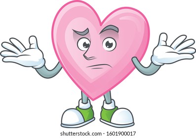Cool Grinning of pink love mascot cartoon style