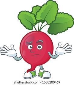 Cool Grinning of red radish mascot cartoon style