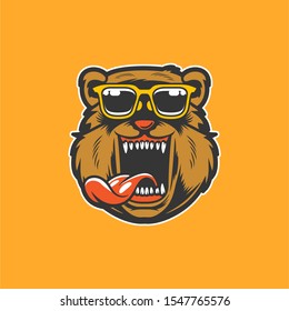 Cool Grizzly Bear Cartoon Mascot