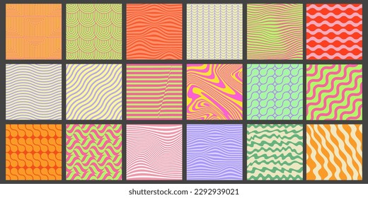 Cool Groovy Art Texture Vector Design. Trendy Y2k Geometric Pattern. Abstract Colorful Background. Vintage Backdrop. 