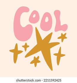 Cómodo texto hippie groovy con letras psicodélicas. Huella de tipografía de doodle hippy, afiche de verano. Inspiración del festival retro de los años 70, frase motivacional positiva. Perfecto para una decoración moderna y moderna