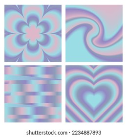 Cool Groovy Pattern Posters Collection. Set of Y2K Textures. Trendy Abstract Backgrounds.