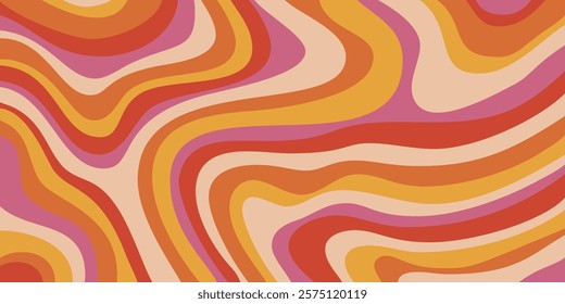 Cool Groovy Psychedelic Texture. Y2k Abstract Geometric Pattern Vector Design Illustration. Retro Cute Trippy Background.