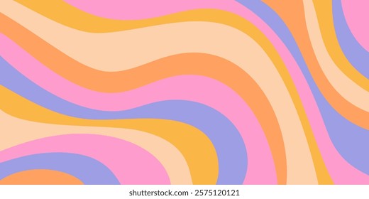 Cool Groovy Psychedelic Texture. Y2k Abstract Geometric Pattern Vector Design Illustration. Retro Cute Trippy Background.