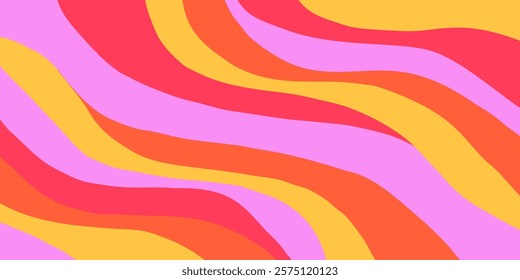 Cool Groovy Psychedelic Texture. Y2k Abstract Geometric Pattern Vector Design Illustration. Retro Cute Trippy Background.