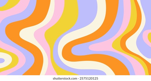 Cool Groovy Psychedelic Texture. Y2k Abstract Geometric Pattern Vector Design Illustration. Retro Cute Trippy Background.