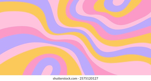 Cool Groovy Psychedelic Texture. Y2k Abstract Geometric Pattern Vector Design Illustration. Retro Cute Trippy Background.