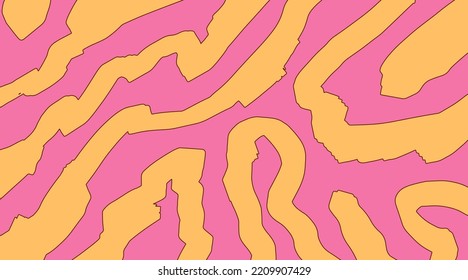 Cool Groovy Retro Pattern Background. Trendy Y2k Wavy Texture. Funky Abstract Banner Design