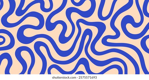 Cool Groovy Striped Texture. Abstract Geometric Lines Y2k Pattern. Brush Hand Drawn Background.