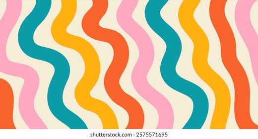 Cool Groovy Striped Texture. Abstract Geometric Lines Y2k Pattern. Brush Hand Drawn Background.
