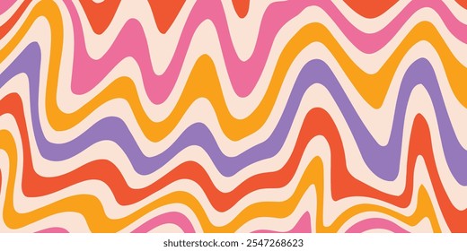Cool Groovy Vector Geometric Abstract Pattern Texture. Wavy Stripes Background.