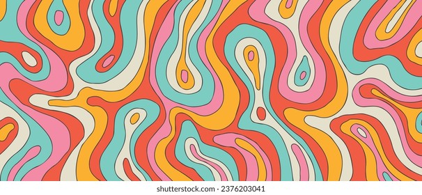 Cool Groovy Wavy Background Vector Design. Y2K Wave Texture. Rainbow Colorful Backdrop.