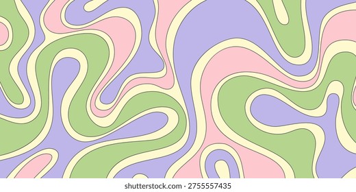Cool Groovy Wavy Pattern Vector Design. Abstract Psychedelic Curvy Texture.
