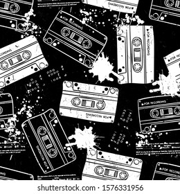 
Cool grunge pattern with cassettes, 90s style