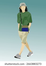 Cool Guy in Eimer Hut moderne Vektorgrafik