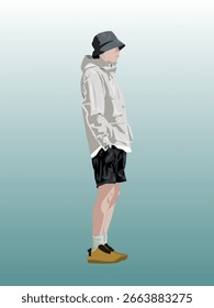 Cool Guy in Bucket Hat Modern Vector Illustration