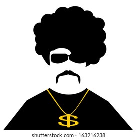 cool guy with gold chain necklace and large afro