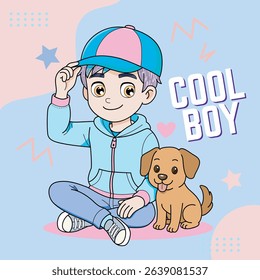 Cool guy with his best friend dressed in pastel colors