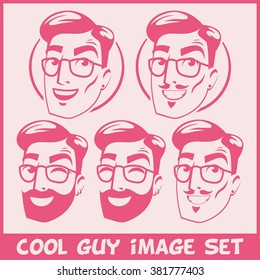 cool guy image hipster set pink