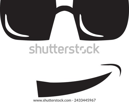 Cool guy logo icon vector design. Cool smile with smart sunglass.