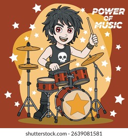 Cool guy musician and drummer rocker