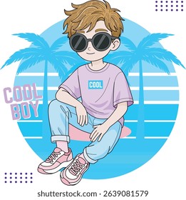 Cool guy wearing oversized clothes and dark sunglasses