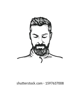 Cool guy.Vector portrait of man with beard.Image for print on T-shirts and souvenirs, avatar, sign, ads, promo