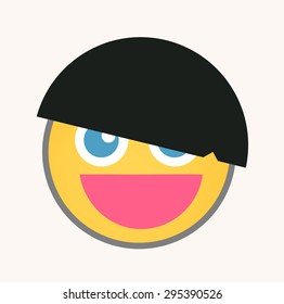 Cool Hairstyle - Cartoon Smiley Vector Face