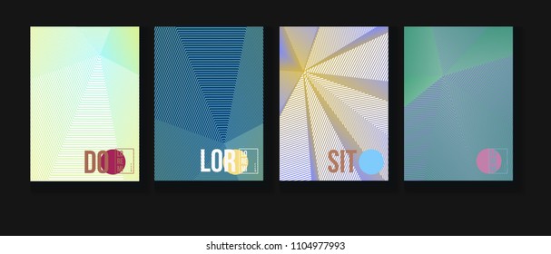 Cool Halftone Covers Set. Creative Corporate Identity Design. Futuristic Abstract Geometric Business Backgrounds. Contrast Neon Halftone Covers Set. Neon Colored Bright Shapes, Glitch Design.