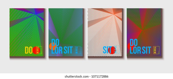 Cool Halftone Covers Set. High-tech Corporate Identity. Futuristic Abstract Geometric Business Backgrounds. VIP Cool Halftone Minimal Covers. Neon Colored Retro Shapes, Folder Design.
