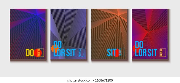 Cool Halftone Covers Set. Modern Blend Funky Corporate Identity. Futuristic Pattern, Fluid Business Backgrounds. VIP Cool Halftone Minimal Covers. Vector Iridescent Science Poster Design.