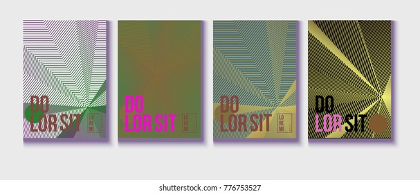Cool Halftone Covers Set. Trendy Blend Lines Corporate Identity. Futuristic Pattern, Fluid Business Backgrounds. Halftone Minimal Presentation Covers. Neon Colored Retro Shapes, Folder Design.