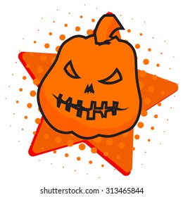 cool halloween pumpkin on backgrounds with star and halftone