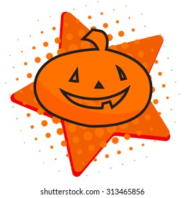 cool halloween pumpkin on backgrounds with star and halftone