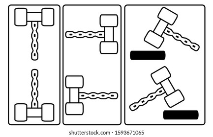 cool hammer trial icon, with various directions and positions. set part 5.
