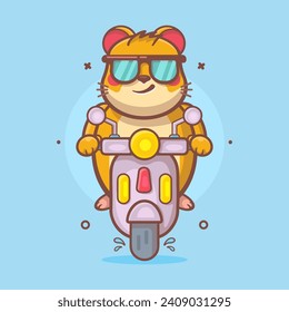 cool hamster animal character mascot cartoon riding scooter motorcycle, not created using generative ai tools