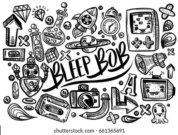 Cool Hand drawn doodle set variouse  elements