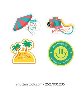 Cool Hand Drawn Groovy Retro Stickers Set. Trendy Y2k Smile Patches Vector Design. Pop Art Print Labels.