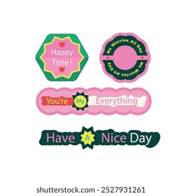 Cool Hand Drawn Groovy Retro Stickers Set. Trendy Y2k Smile Patches Vector Design. Pop Art Print Labels.