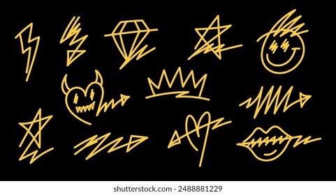 cool hand drawn street art style graphic element vector set for decorating urban style or streetwear artwork