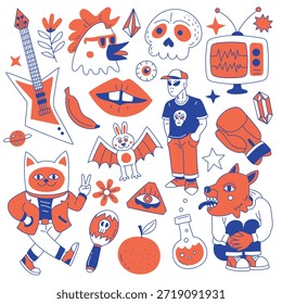 Cool Hand Drawn Style Doodle Sticker Collection
