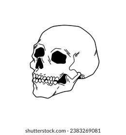Cool Hand Drawn Tattoo Skull Sketch,Vector Design, Tattoo,Logo,Print Idea
