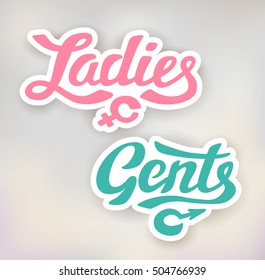 Cool hand drawn toilet/wc/water closet men and women signs, stickers or icons - whatever you prefer to use for your business.