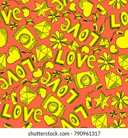 Cool hand drawn typography love design seamless pattern vector for prints on paper, fabric or objects