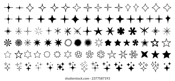 Colección De Iconos De Espuma De Mano Fría. Diseño del vector de signo de efecto brillante. Conjunto de formas Estrella de Doodle. Símbolos mágicos.